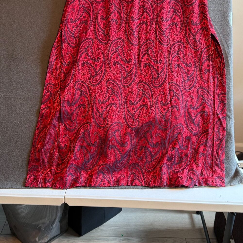 Jessica Satin Paisley Print Blouse Kimono Women's Size 12 Red Boho Bohemian - Picture 6 of 8
